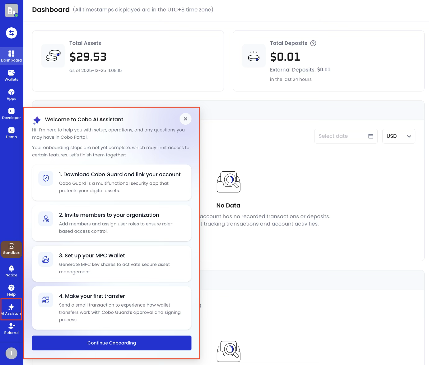Onboarding agents entry point