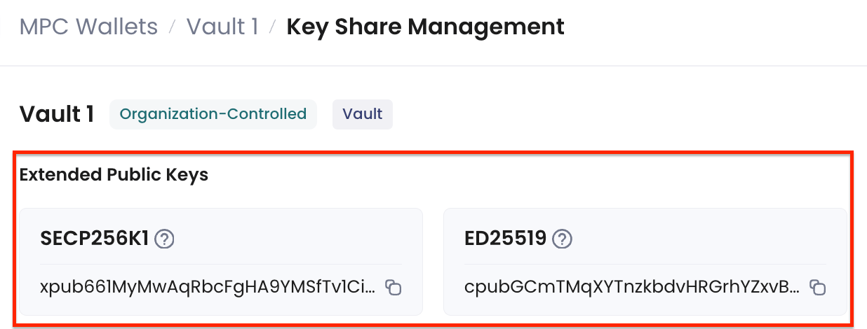 A root extended public key