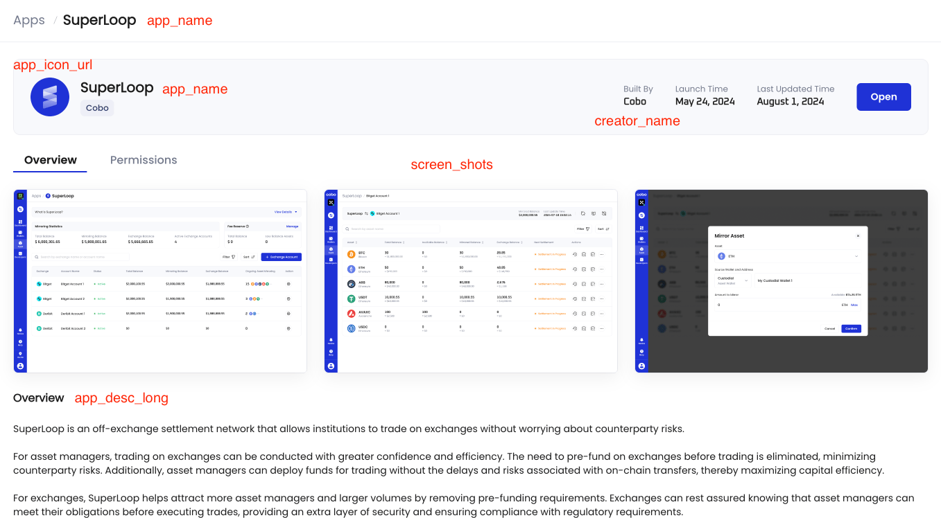 The Overview tab of the App Details page