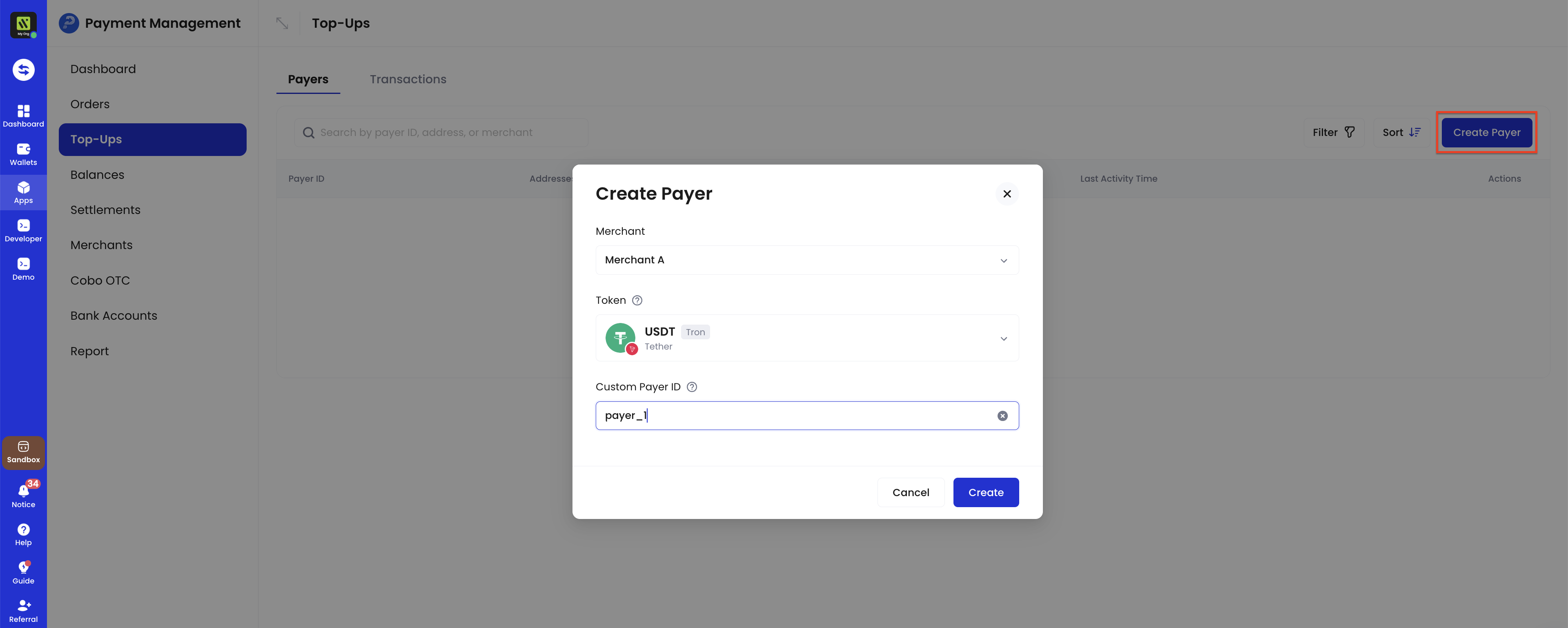 Create payer