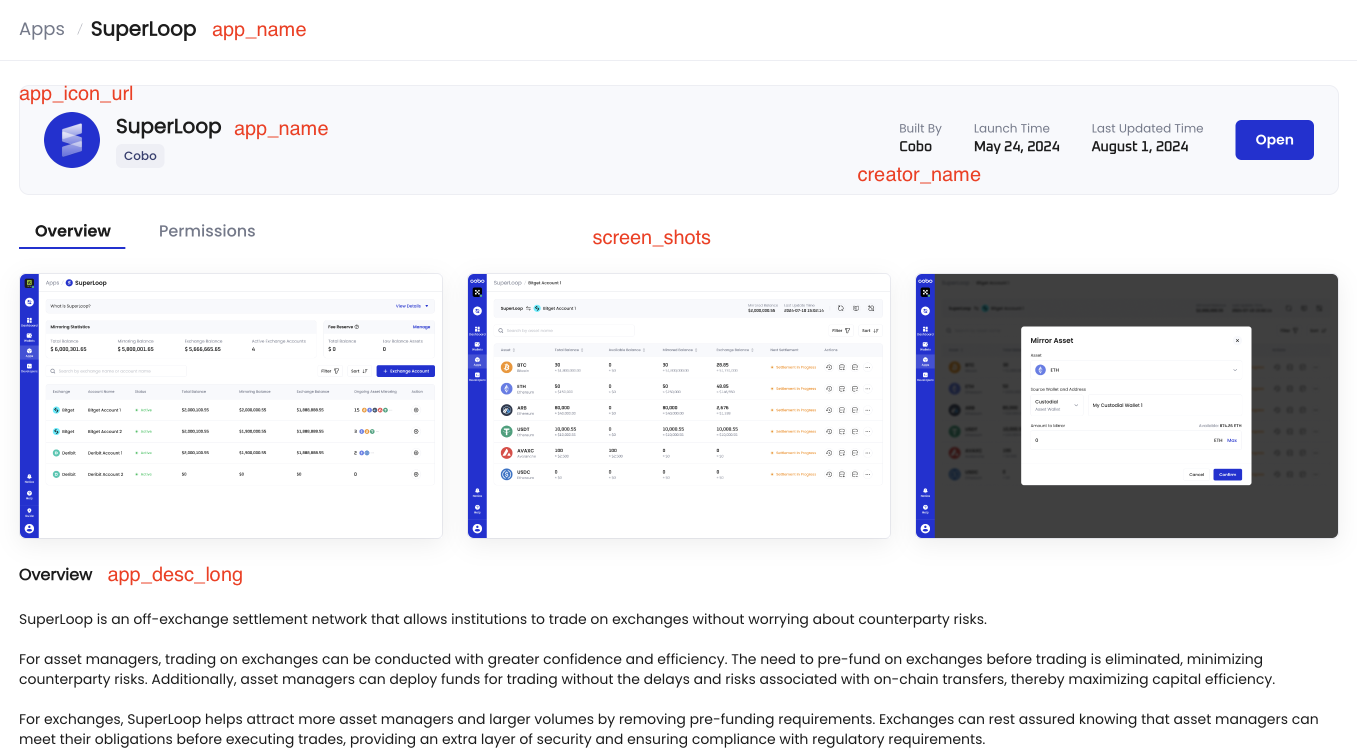 The Overview tab of the App Details page