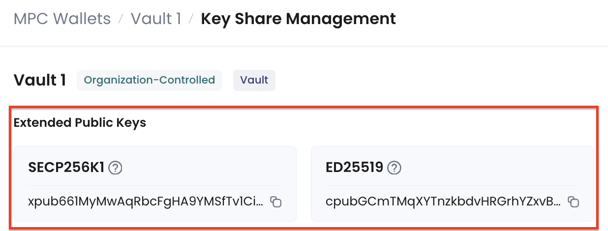 A root extended public key