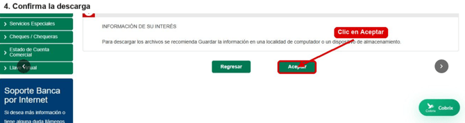 Confirmacion de descarga en BanescoOnline