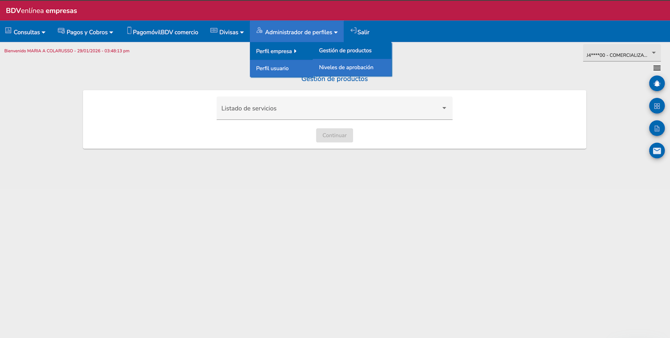 Gestion de productos en BDV en linea empresas