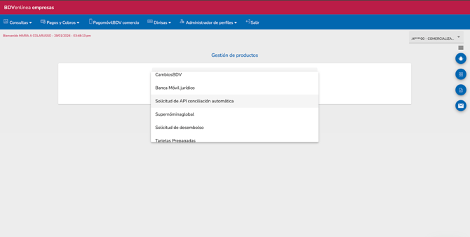 Solicitud de API conciliacion automatica en BDV
