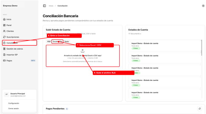 Carga de archivo XLS de Mercantil en Cobrix