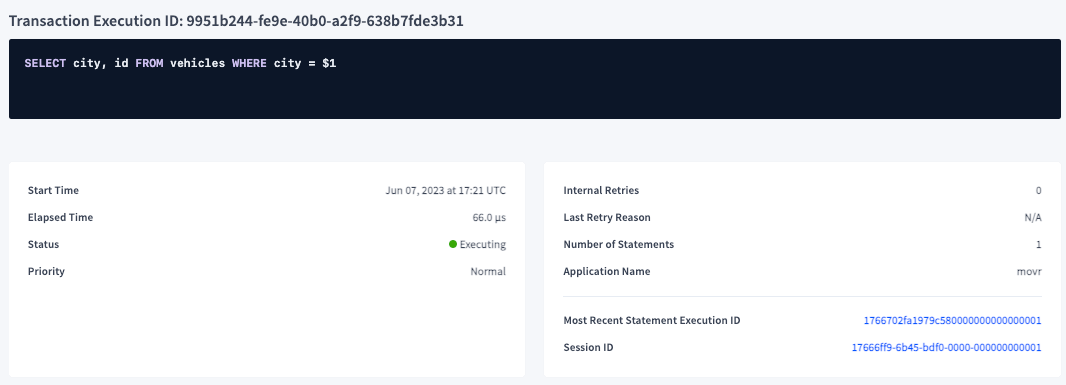 Transaction execution details
