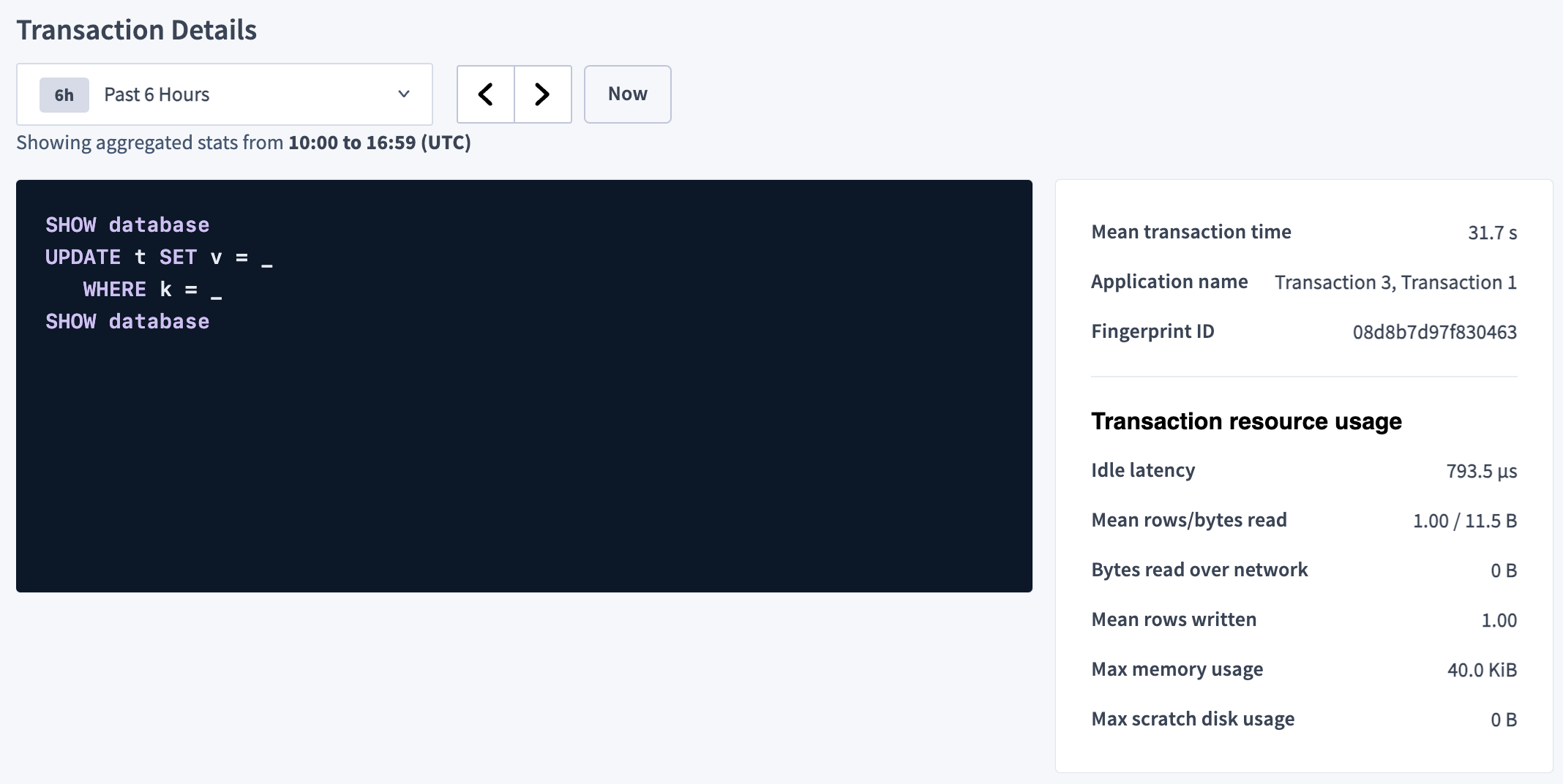 Blocking transaction details