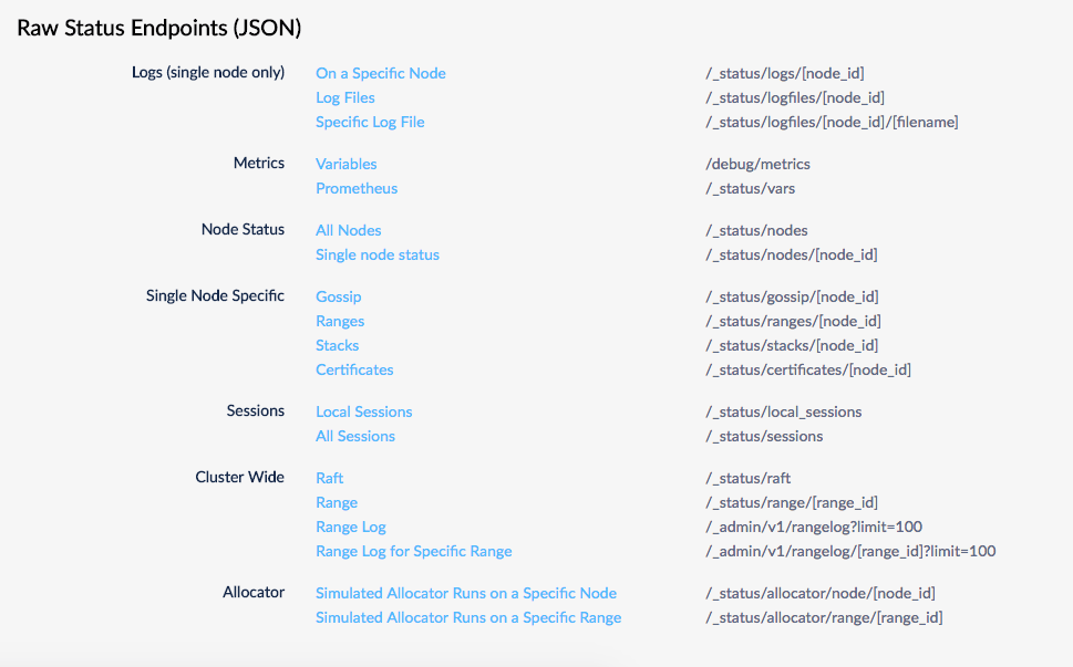 Raw Status Endpoints