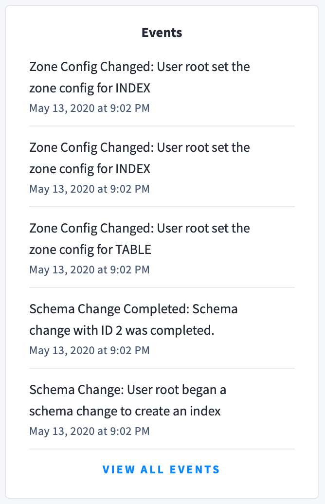 DB Console Events
