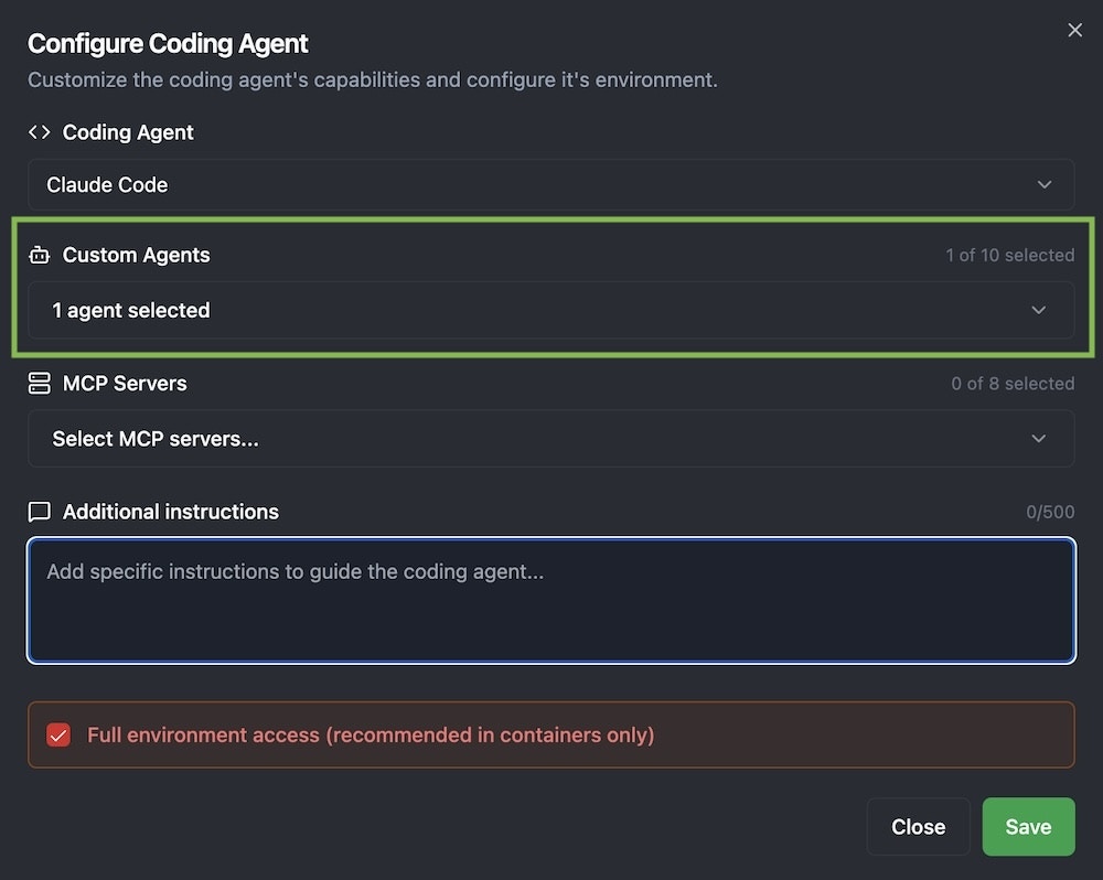 configure coding agent