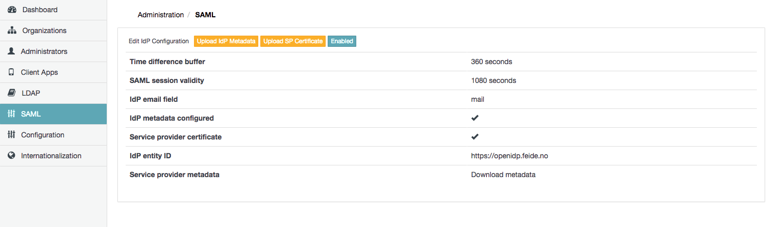 IdP/SAML page