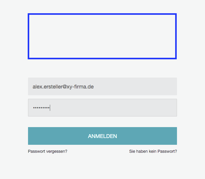 Design der Anmeldeseite