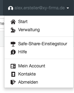 Safe Share-Anwendungsmenü