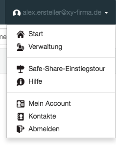 Safe Share-Anwendungsmenü