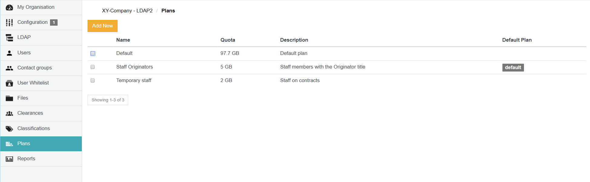 Plans page