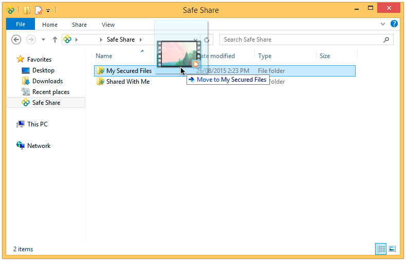 Dragging a file to secure