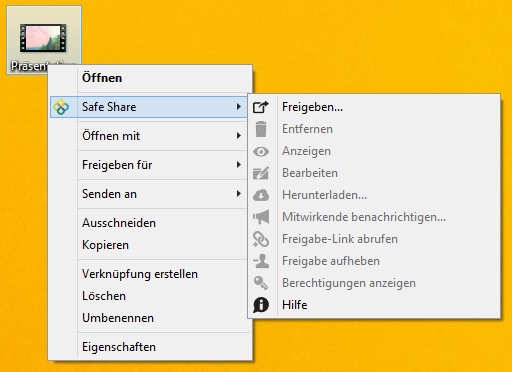 Freigabe einer Datei vom Desktop