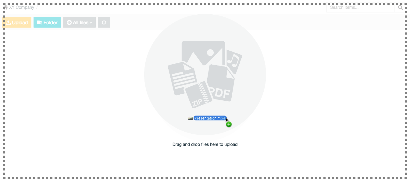 Dragging a file to upload