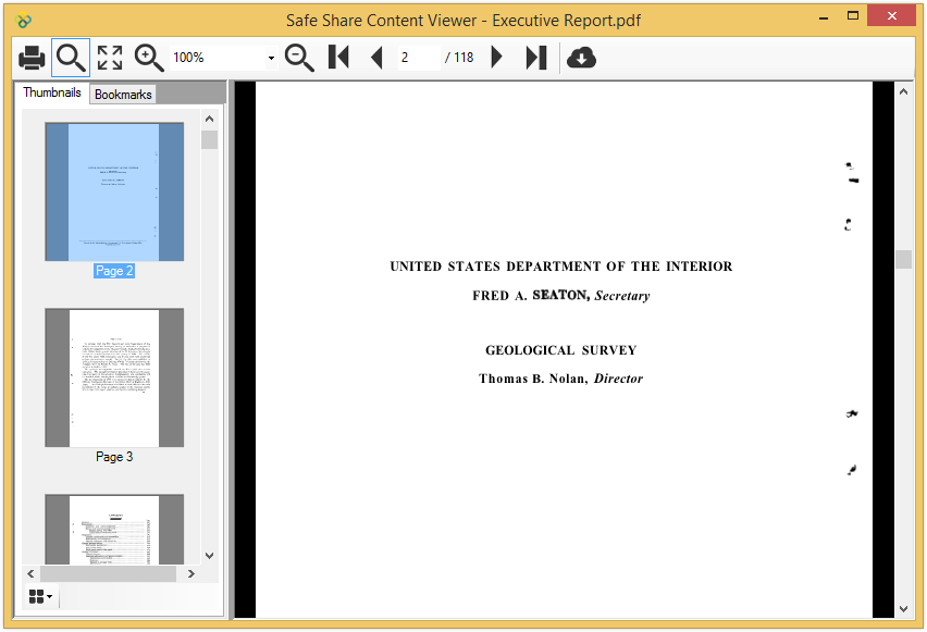 SafeShare for Windows' content viewer for document files