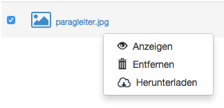 Rechtsklick auf Datei als Mitwirkender - Kontextmenü