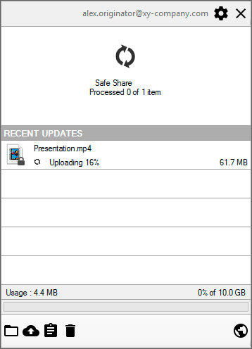 Uploading notification