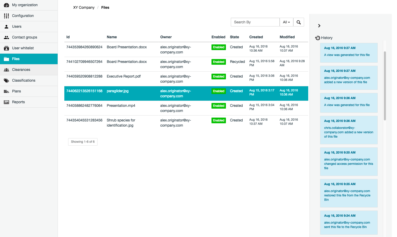Files page