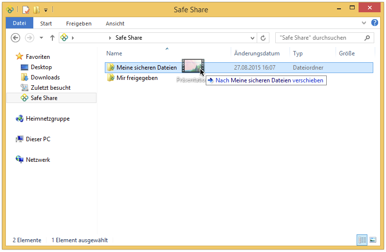 Sicherung einer Datei durch Drag&Drop