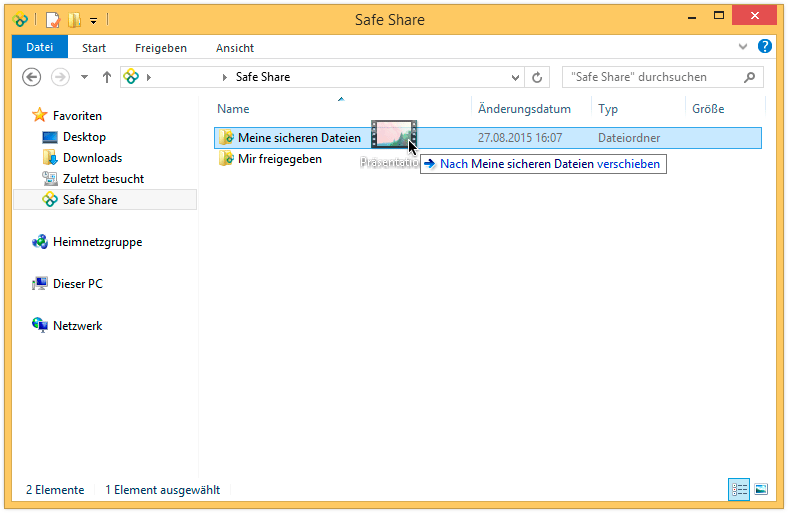 Sicherung einer Datei durch Drag&Drop