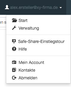 Safe Share-Anwendungsmenü