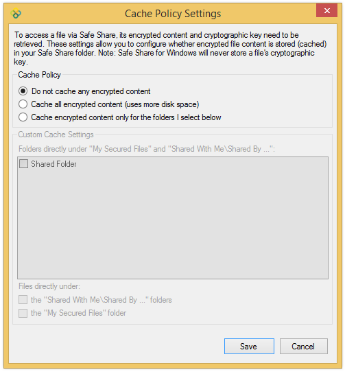 Cache Policy dialog box
