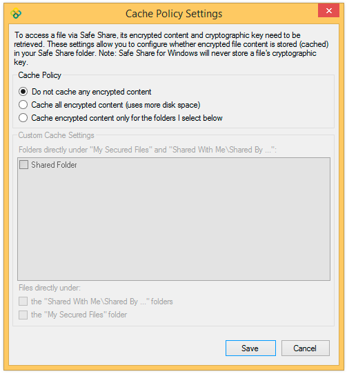 Cache Policy dialog box