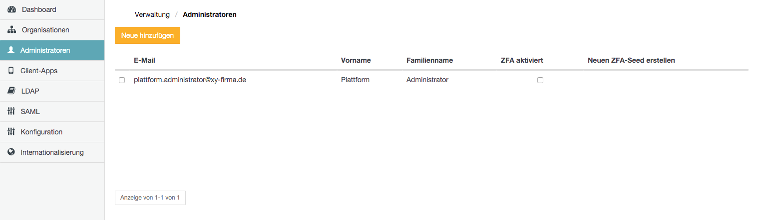 Seite Administratoren