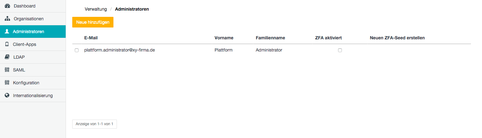 Seite Administratoren