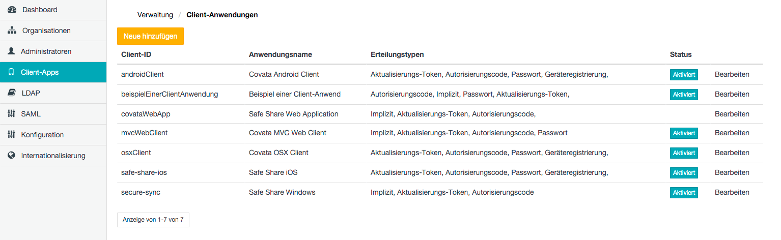 Seite Client-Anwendungen