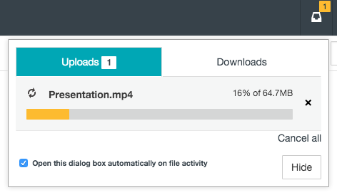 Uploads in progress