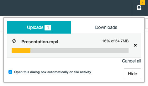 Uploads in progress
