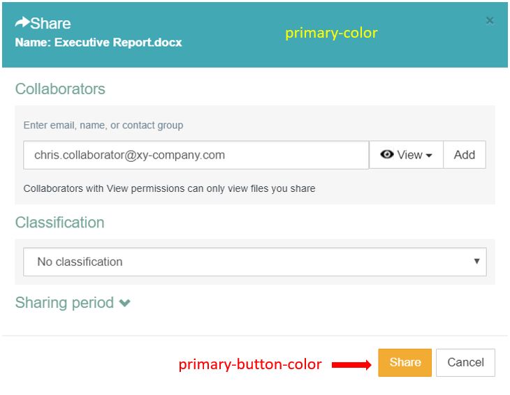 Themable areas of a dialog box