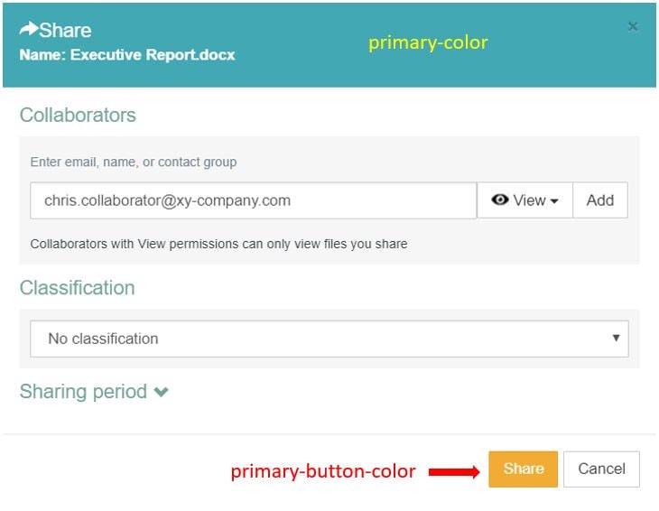 Themable areas of a dialog box