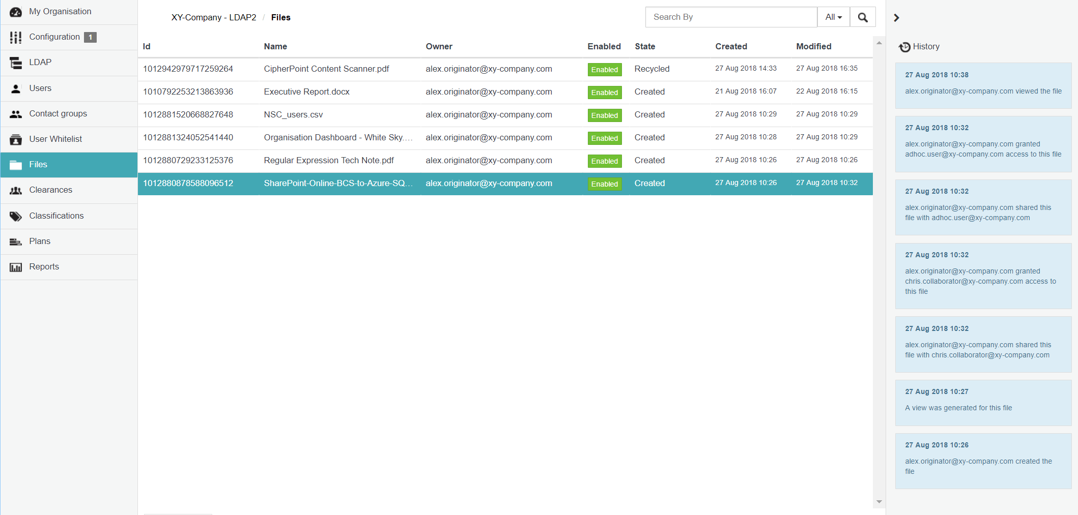Files page