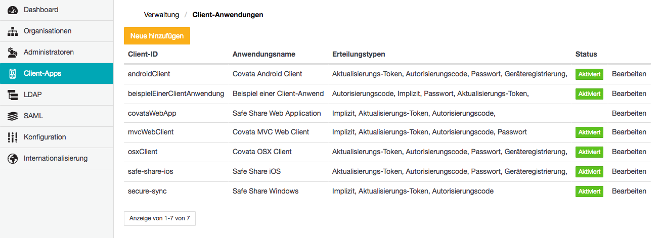 Seite Client-Anwendungen