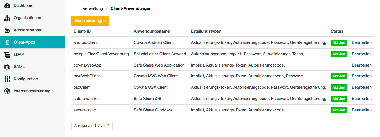 Seite Client-Anwendungen
