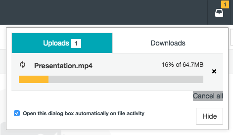Uploads in progress