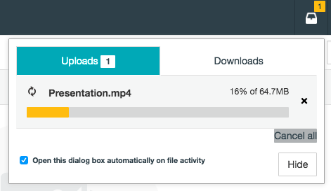 Uploads in progress