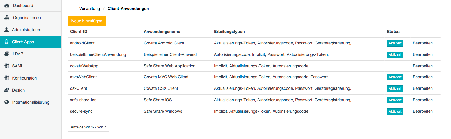 Seite Client-Anwendungen