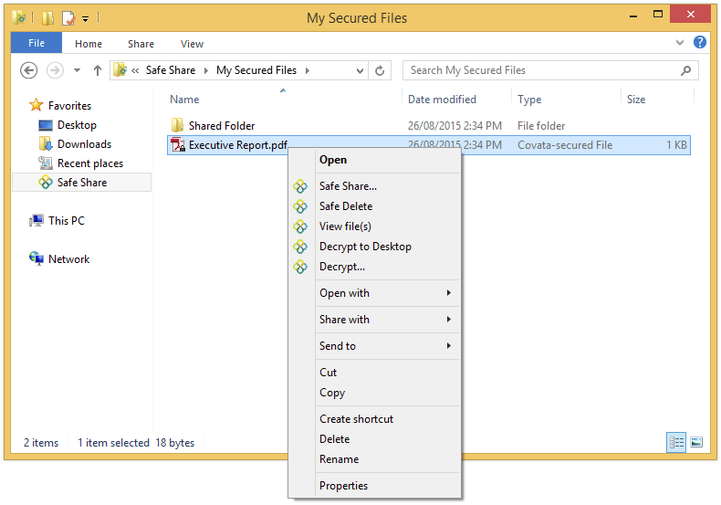 Decrypting my own files to desktop using the pop-up menu