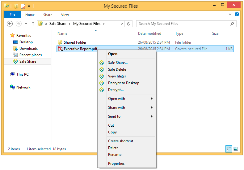 Decrypting my own files to desktop using the pop-up menu