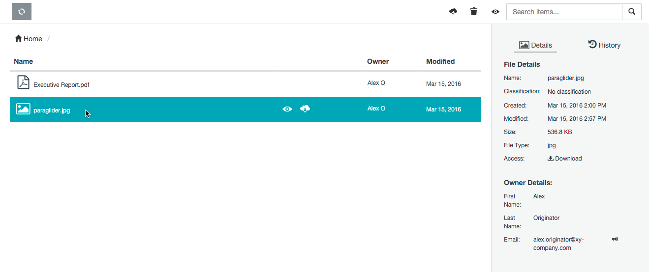 Selecting an item as a collaborator with restrictive permissions