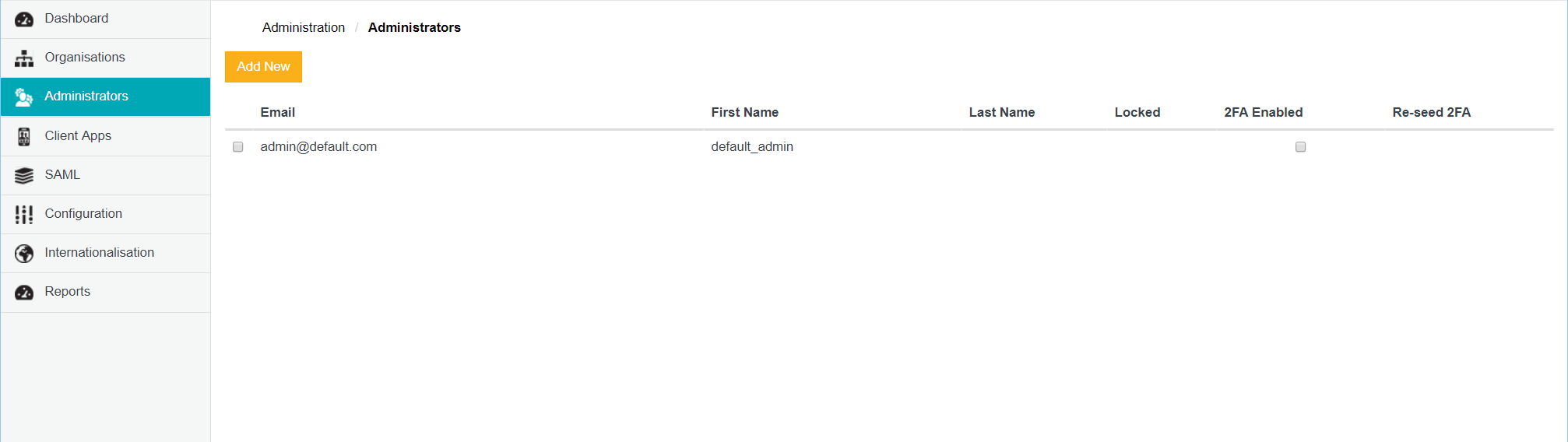 Administrators page