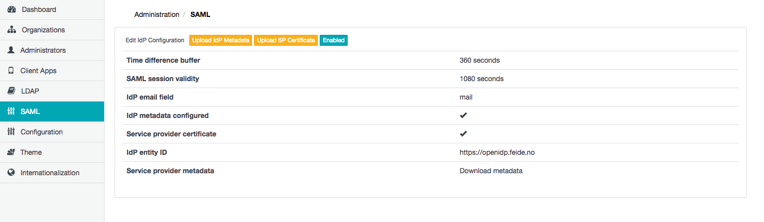 IdP/SAML page